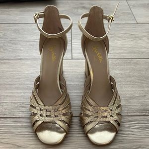 Seychelles gold leather heels